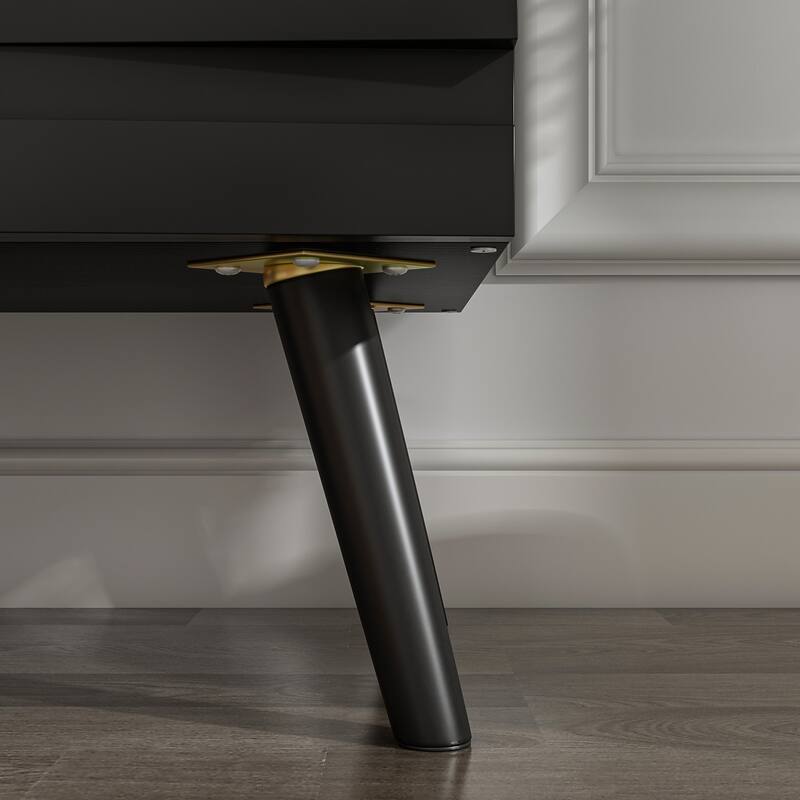 Modern Black Buffet Cabinet with Ample Storage Space Lacquer Sideboard