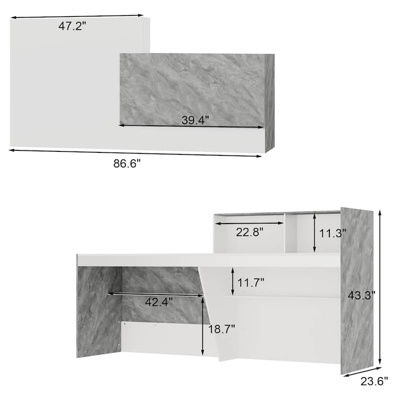 Reception Desk in White with Computer Surface and 4 Shelves