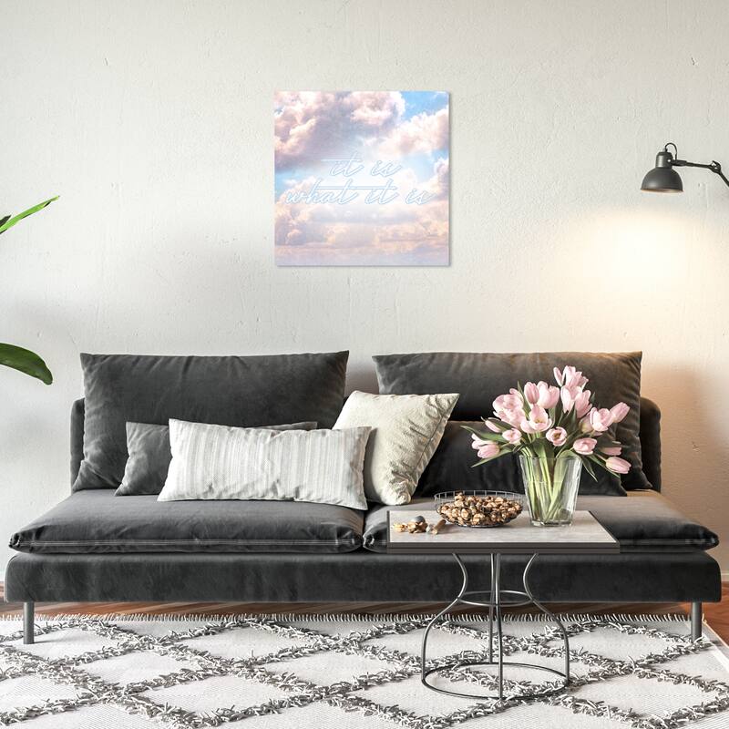 Wynwood Studio Prints Typography and Quotes What It Is Blue and Pastel Blue Glam Wall Art Canvas Print - 20 x 20