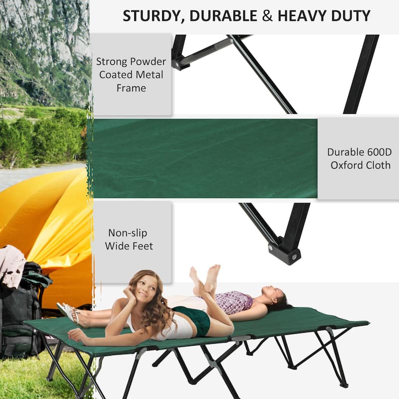 Folding Camping Cot for 2 Person with Carry Bag