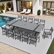 preview thumbnail 34 of 36, 11/13-Piece Outdoor All-Weather Patio Dining Set Aluminum Rectangular Table with Umbrella Hole and Stackable Chairs Grey - Set of 13