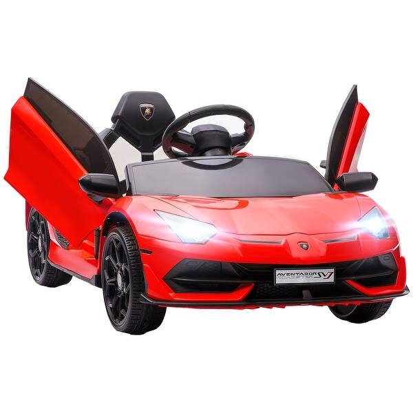 slide 2 of 14, Realistic Lamborghini Aventador Kids Ride-On Car with Suspension System Red