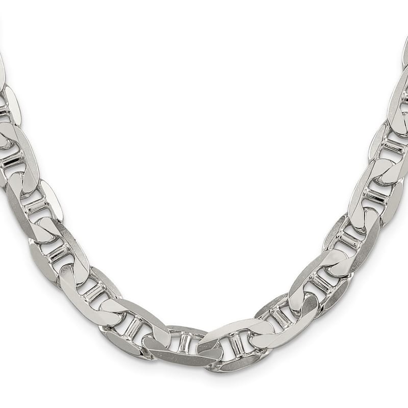 Curata 925 Sterling Silver 9.5mm Mariner Anchor Chain Necklace For Men