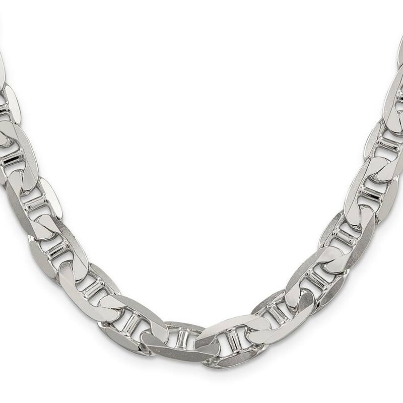 Curata 925 Sterling Silver Solid Polished 9.5mm Nautical Ship Mariner Anchor Chain Anklet 9 Inch Lobster Claw