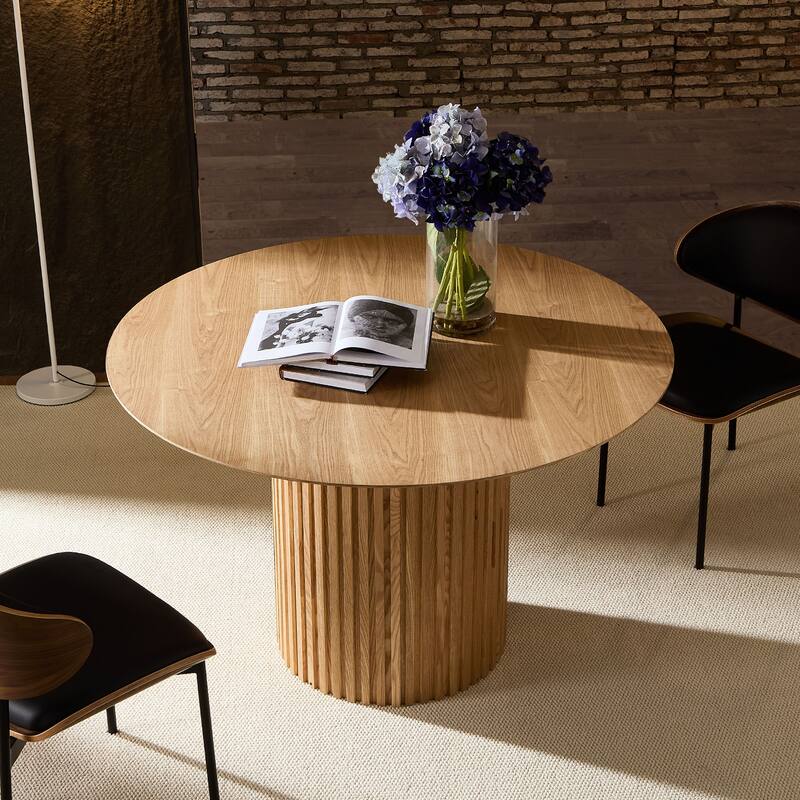 46.45 Inch Mdf Dining Table For Dining Room Round Dinner Tables Mid-Century Modern Table