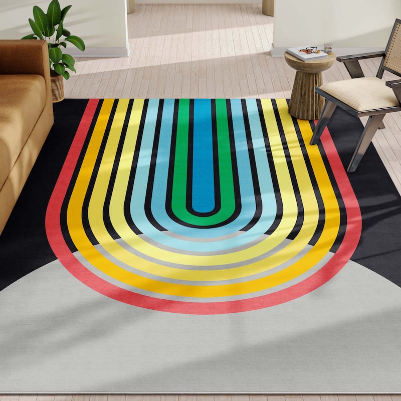 Well Woven Crayola Modern Geometric Stripes Dining Bedroom Playroom Rug - Demi Arch Multi Color - 7' 10" x 9' 10" - Rectangle