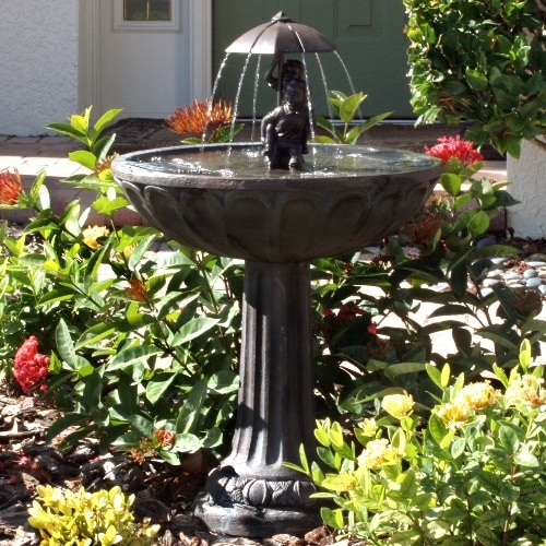 Smart Solar Boy & Girl Piggyback Fountain