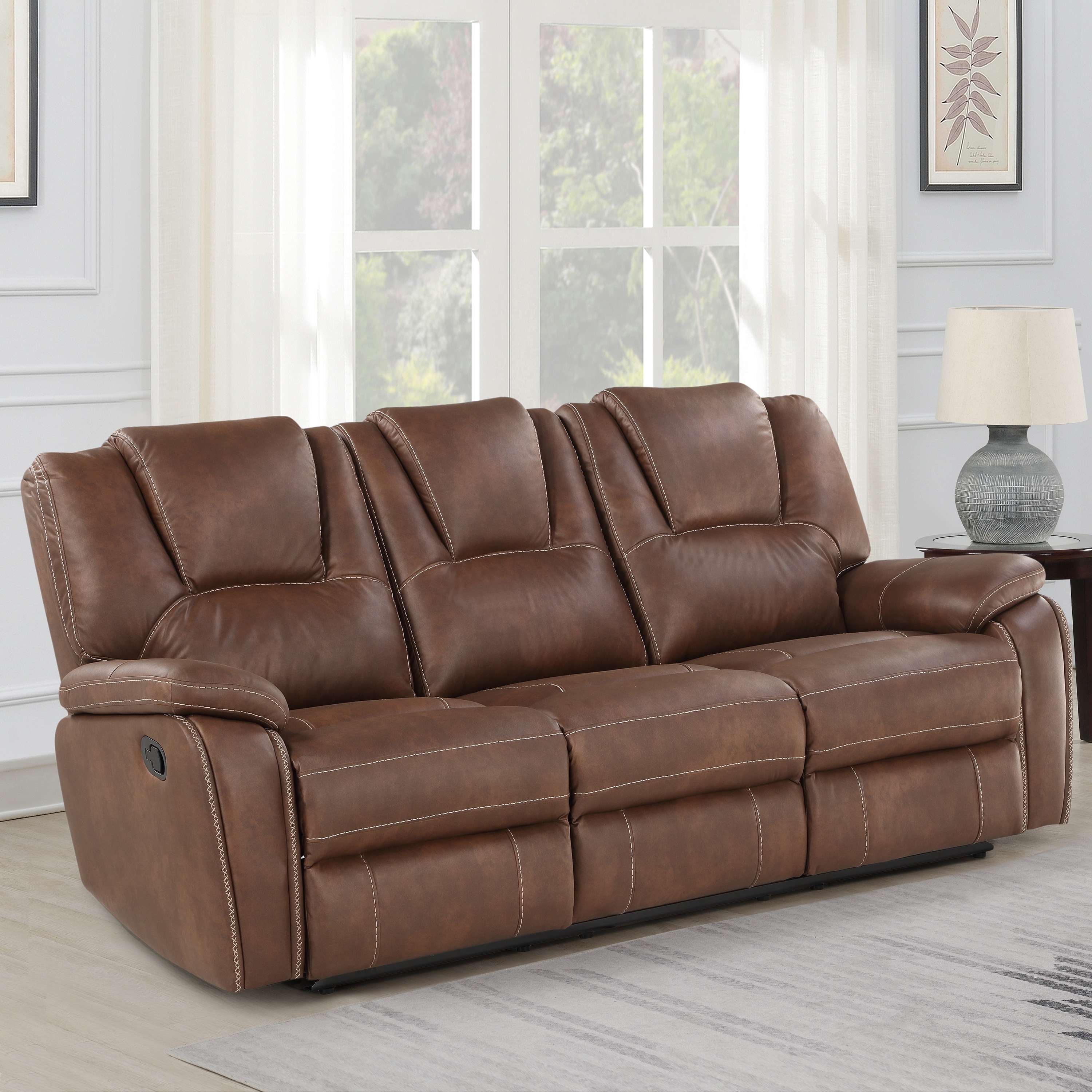 Manual Leather Reclining Sofa corona.dothome.co.kr