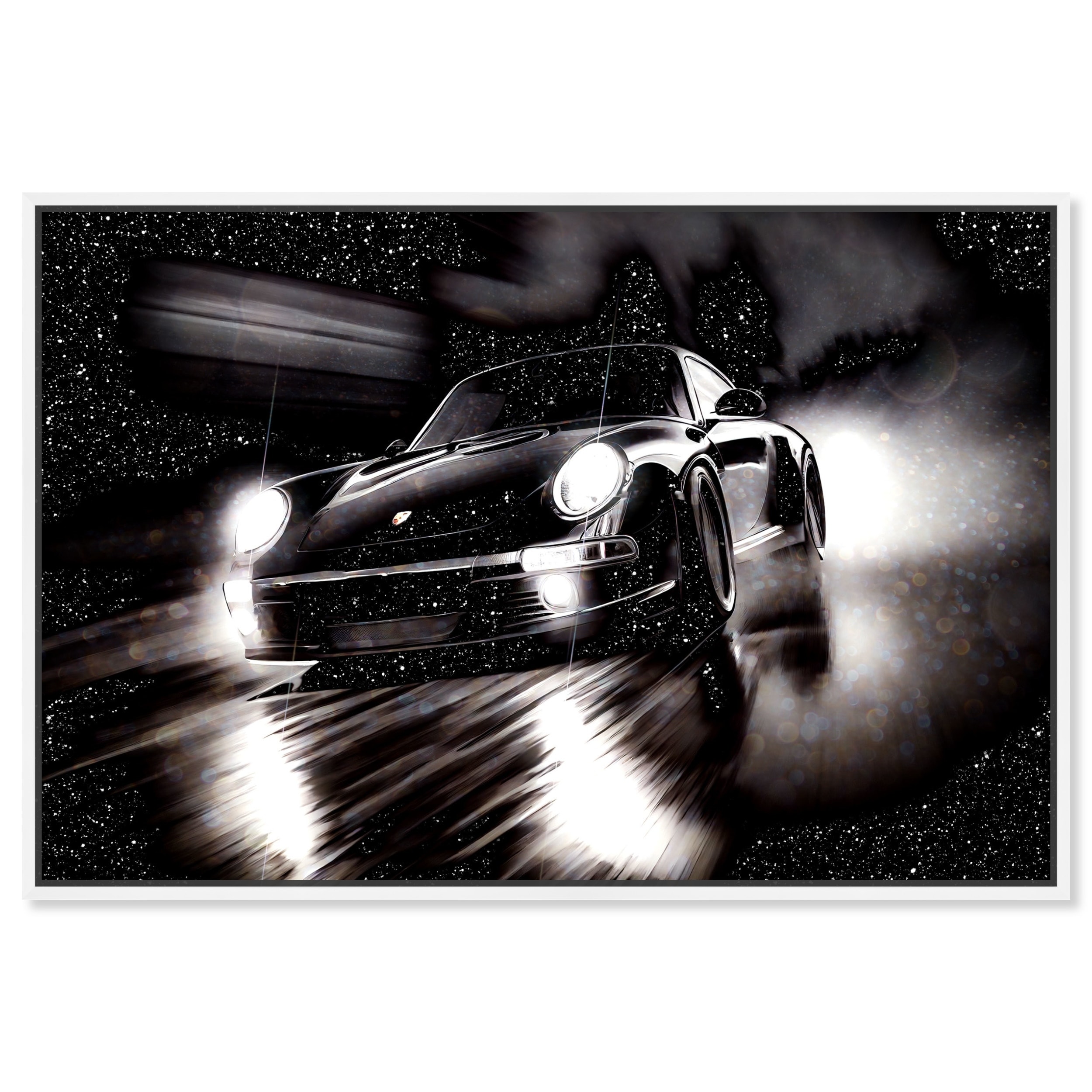 Night Run Racing Car Print Man Cave Canvas Wall Art by Notoriart