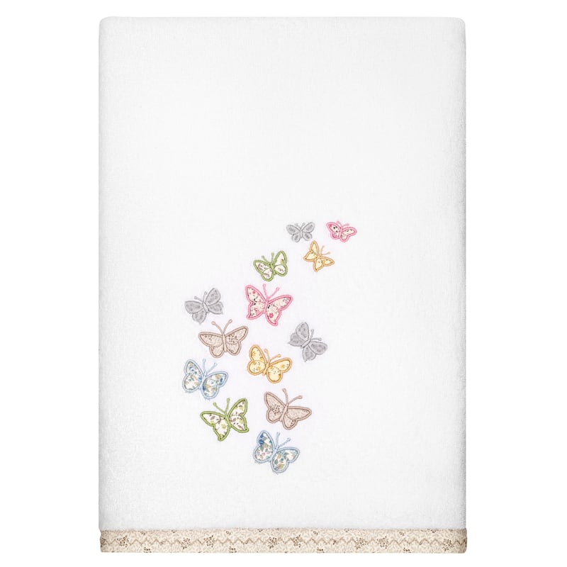 Authentic Hotel and Spa 100% Turkish Cotton Mariposa 3PC Embellished Towel Set
