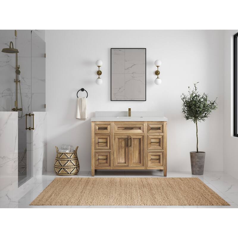 Willow Collections 48 in. W x 22 in. D Santa Monica Teak Single Sink Bathroom Vanity with Countertop