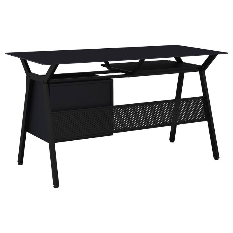 Weaving 55-inch 2-drawer Computer Desk Keyboard Tray Black