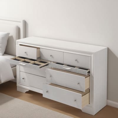 Wood 9 Drawers Chest, Storage Dresser with Jewelry Drawer, No Assembly