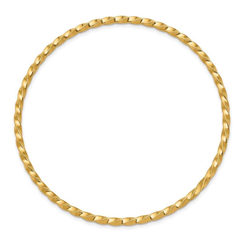 Curata 10k Yellow Gold 8" 2.5mm Twisted Slip on Bangle Bracelet