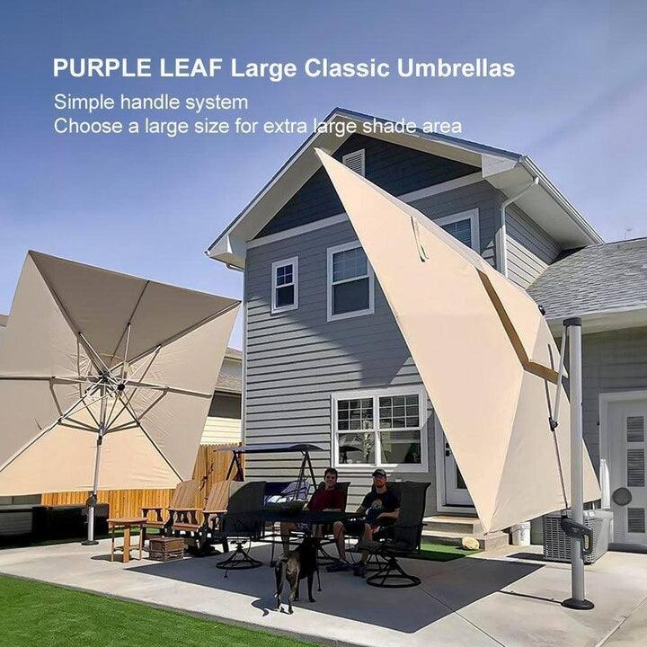 PURPLE LEAF Double Top Deluxe Square Patio Cantilever Umbrella 360 Degree Rotation 9ft/10ft/11ft/12ft Outdoor Classic Umbrella