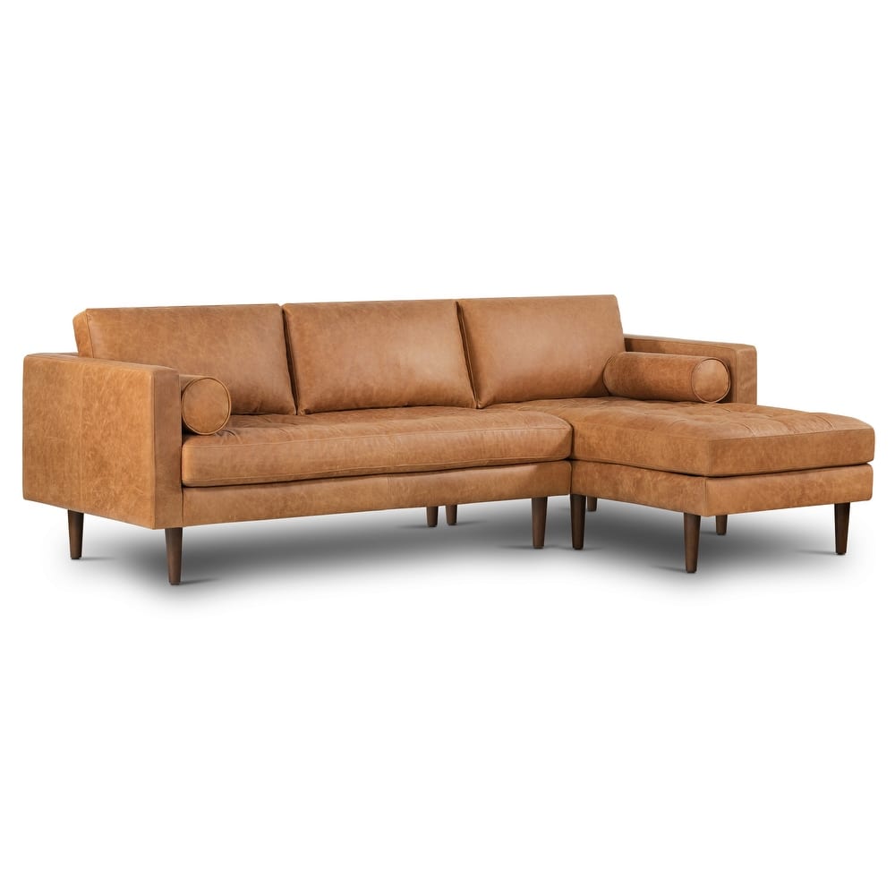 Poly & Bark Napa 104.5" Right-facing Sectional Sofa - Full Grain Genuine Italian Leather