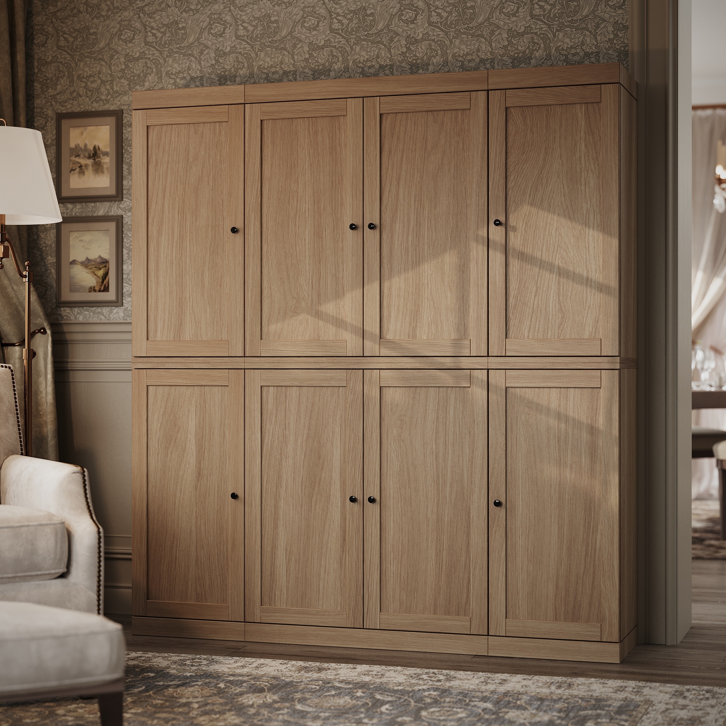 Palace Imports Premium Solid European Oak Tall Shaker Cabinet, 64" W x 71.5" H
