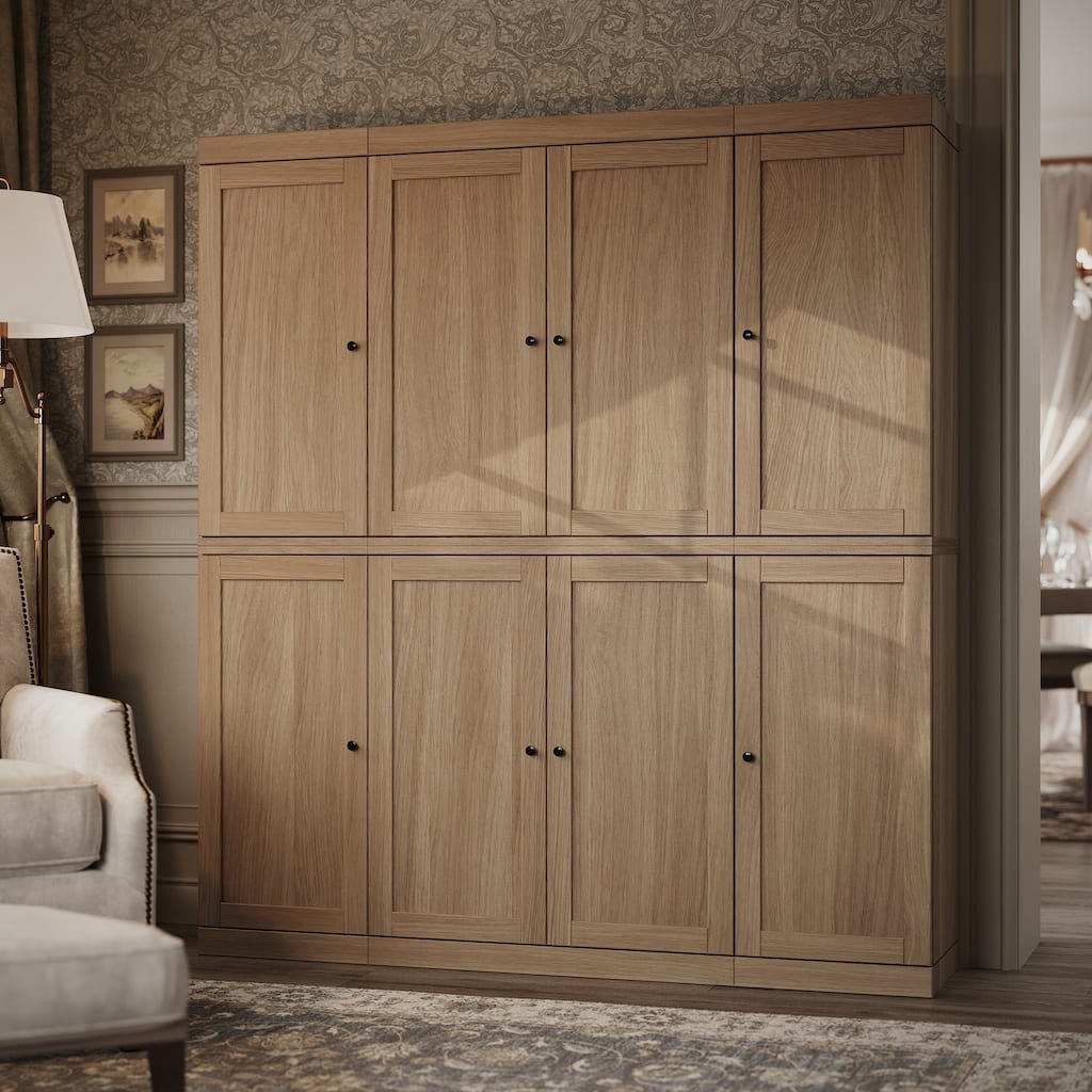 Palace Imports Premium 100% Solid European Oak Hardwood Modular Dining Room Cabinet with Shaker Doors - 64" Wide, 71.5" Tall