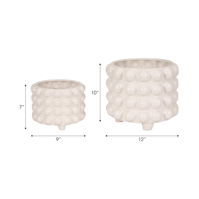 Sagebrook Home Porcelain Bubble Planters - Elevate Your Greenery - 12" x 12" x 10"