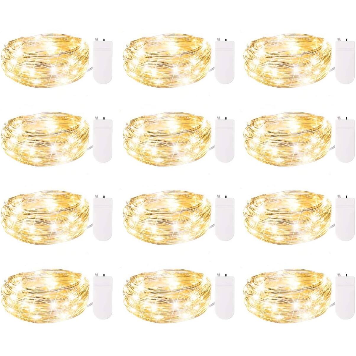 7Ft 20 Led Waterproof Mini Firefly String Lights, Warm Yellow Bed