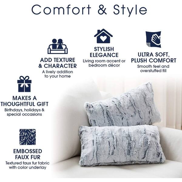 Set of 2 Decorative Couch Pillows Cheer Collection Faux Fur Throw Pillows Blue 20 x 20 Set of 2 Decorative Couch Pillows Cheer Collection Faux Fur Throw Pillows Blue 20 x 20
