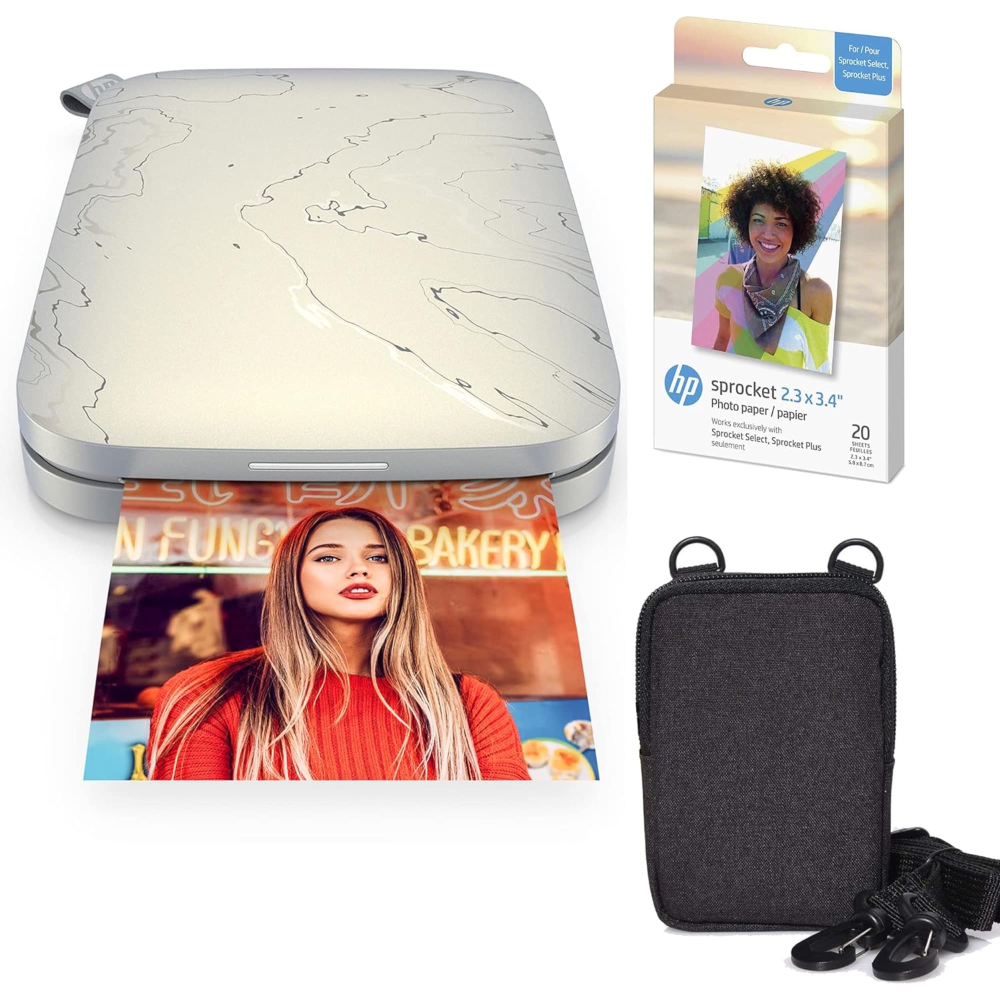 HP Sprocket Select Portable Instant Photo Printer 2.3x3.4 (Eclipse) and Zink Paper Bundle