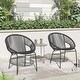 preview thumbnail 15 of 31, Corvus Sarcelles Woven Wicker Indoor/Outdoor Chairs (Set of 2) Black