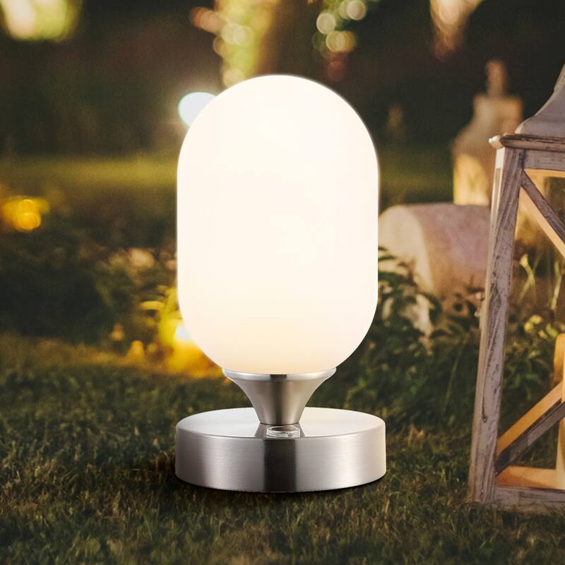 Owen 8" Bohemian Farmhouse Iron Wireless Rechargeable Integrated LED Table Lamp, Oil Rubbed Bronze/White by JONATHAN Y
