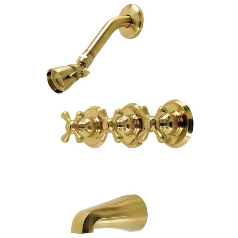 Victorian Three-Handle Tub and Shower Faucet - Brushed Brass