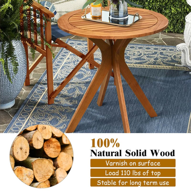 Gymax 2PCS Patio Rocking Chair Set Round Table Solid Wood Cushioned