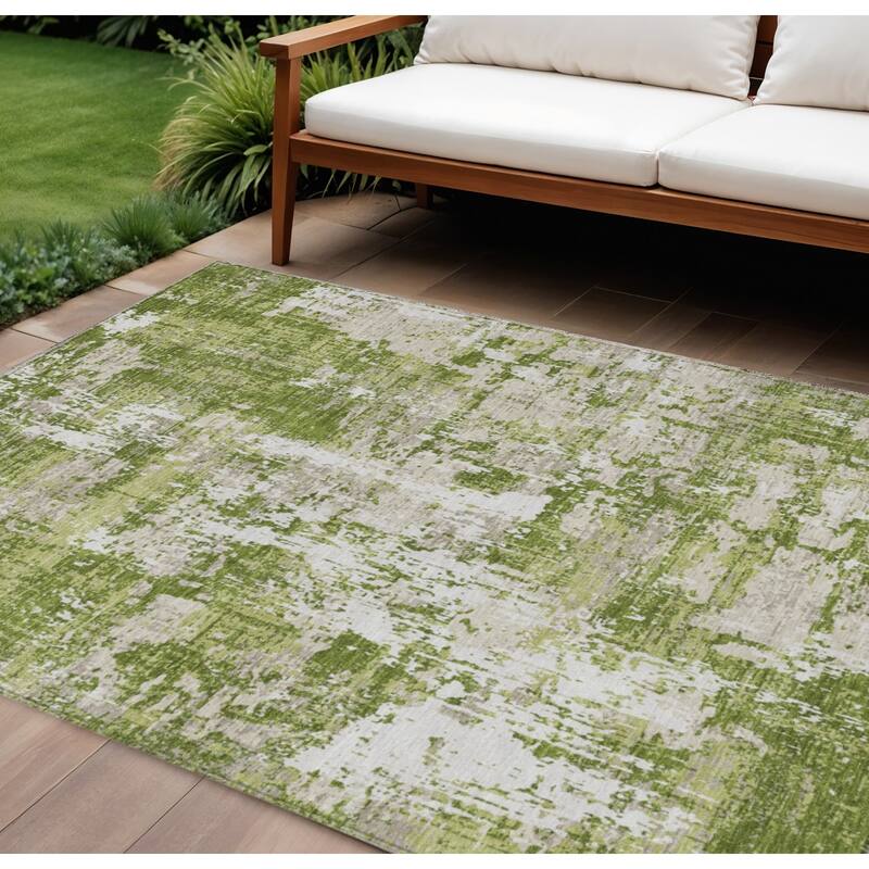 HomeRoots Abstract Transitional Rectangle Outdoor Rug - 9' X 12'