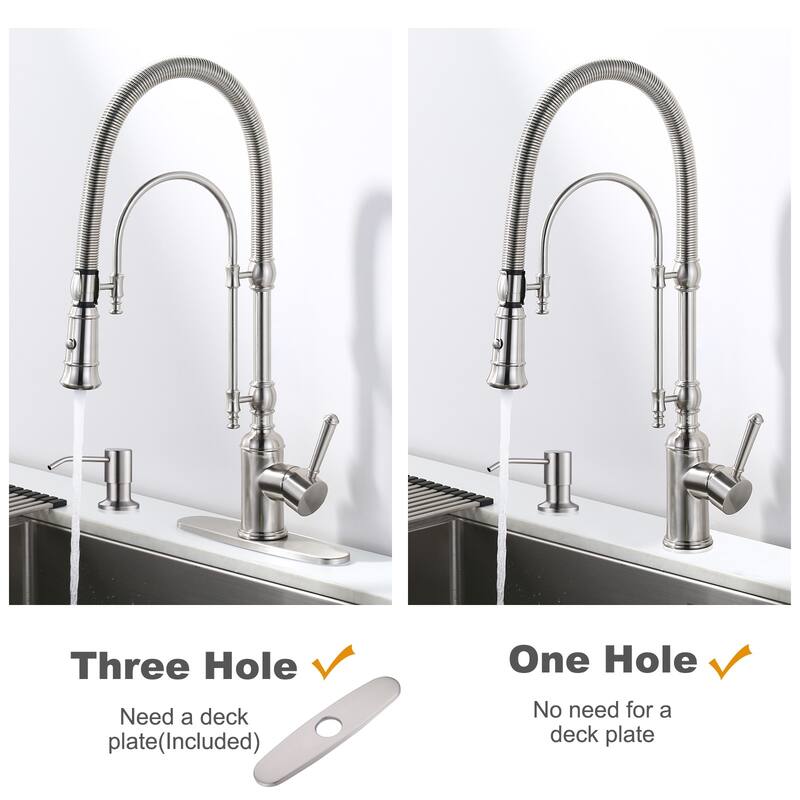WOWOW Single Handle Gooseneck Pull Down Sprayer Kitchen Faucet