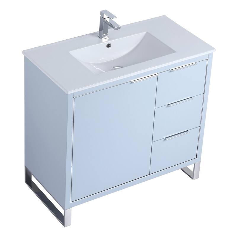 Fine Fixtures Opulence Collection Bathroom Vanity with White Ceramic Sink