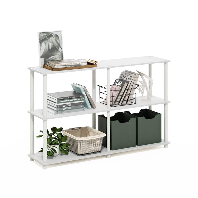 Furinno Turn-N-Tube 3-Tier Double Size Storage Display Rack, White/White
