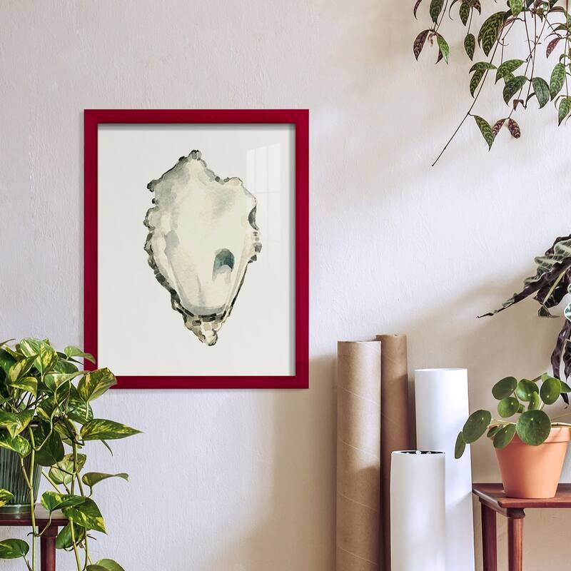 Neutral Oyster Study IV -Framed Print w/glass-Cherry Red