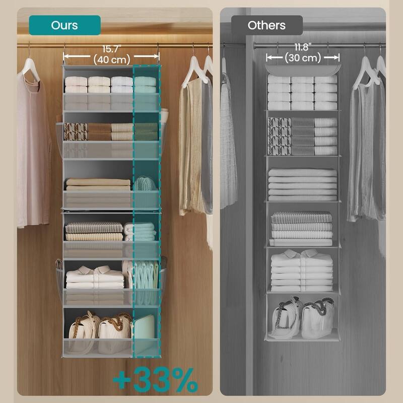 6-Tier Hanging Closet Organizer with Pockets & Bamboo Inserts