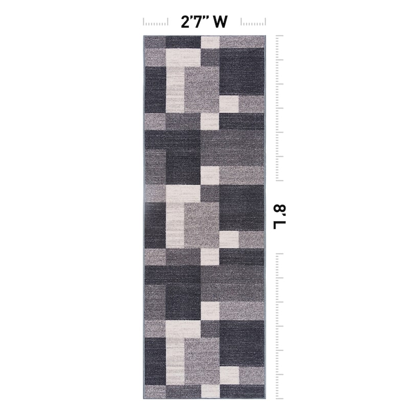 World Rug Gallery Modern Boxes Design Non-slip (Non-skid) Area Rug