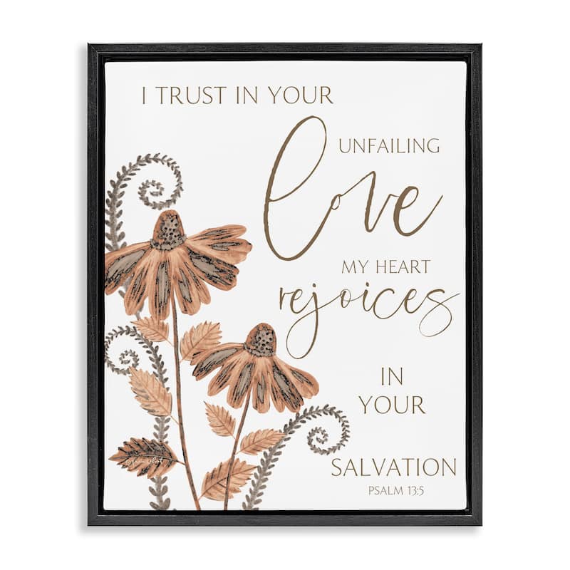Stupell Trust In Your Unfailing Love Framed Floater Canvas Wall Art Design By Annie LaPoint - 17 x 21 - Black
