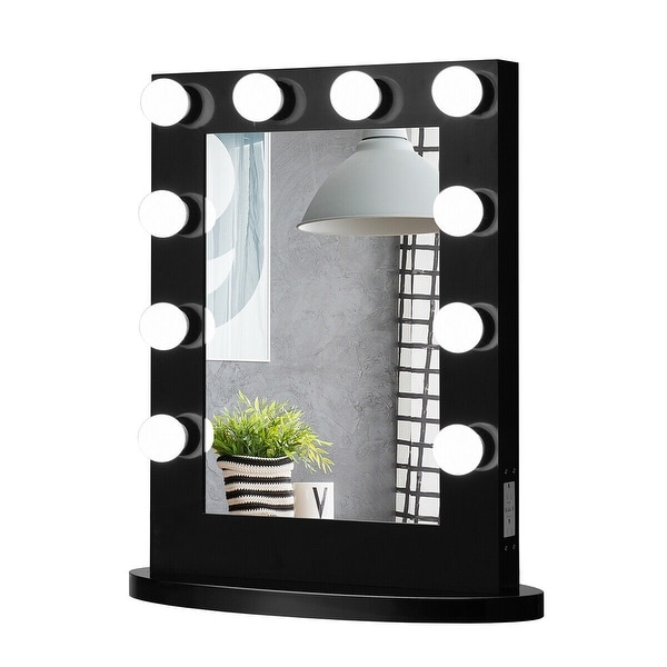 Gymax Wall Mounted Vanity Mirror Hollywood Makeup Dimmer Light