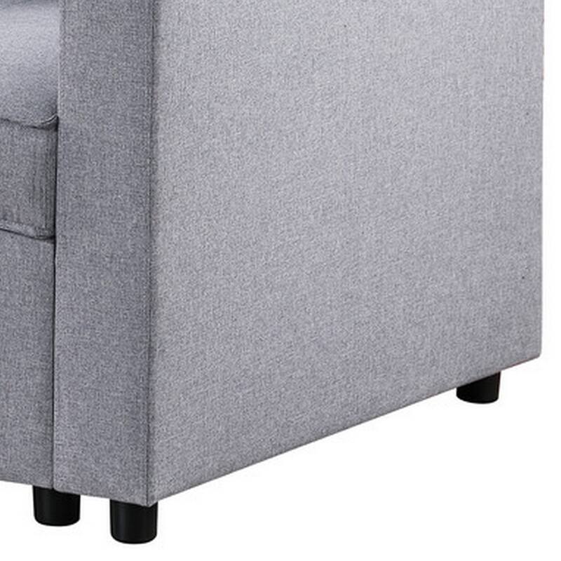 Vito 34 Inch Convertible Sleeper Armchair, Side Pocket, Light Gray Linen