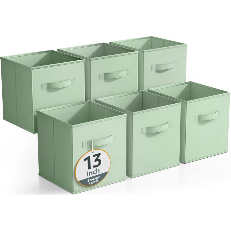 Sorbus Foldable Storage Cubes - 6 Pack Sage Green, Fabric, Foldable, Storage and Organization Bins