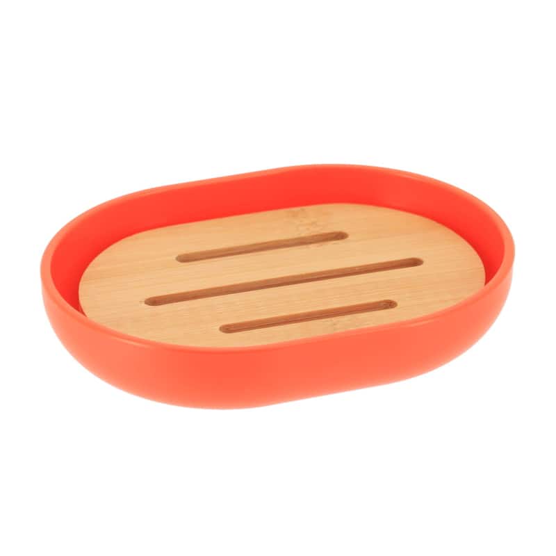 Padang Bathroom Accessories Set Bamboo - Soap Dish Only - Orange