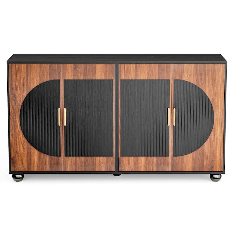 Modular Fluted Buffet Cabinet with Storage, Small Sideboard Table