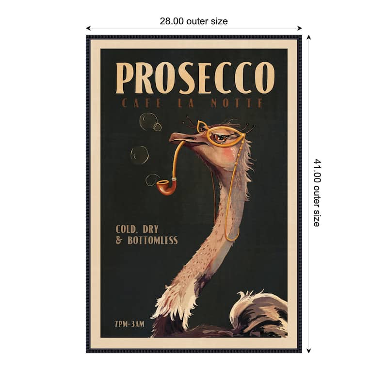 Kate and Laurel WG Deco Prosecco Ostrich by The Whiskey Ginger Framed Canvas Wall Art Print