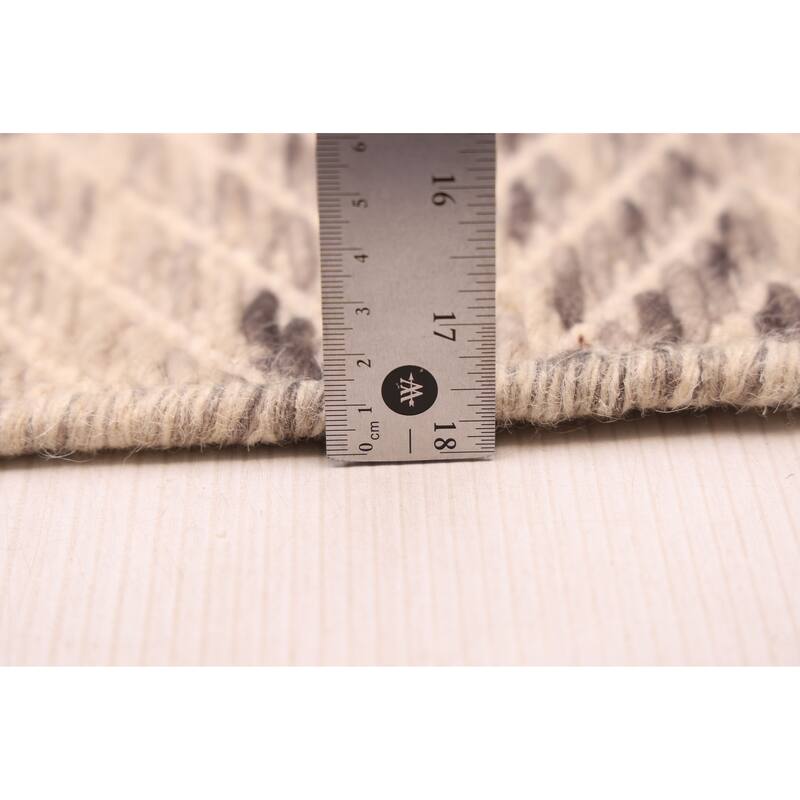 ECARPETGALLERY Braid weave Sienna Light Grey Wool Rug - 5'4 x 7'4