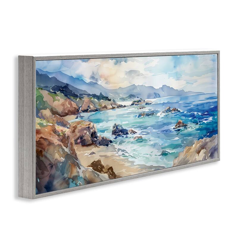 Stupell Blue Toned Beach Edge Framed Giclee Art Design By Heidi Kuntz