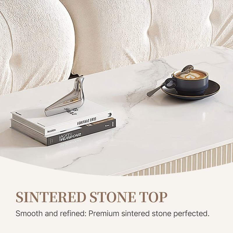 Modern TV Stands with Glossy Sintered Stone, 4-6Drawers, White & Gray