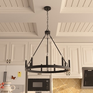 Acroma 9-light Modern Farmhouse Wagon Wheel Chandelier for Dining room - 24 inches