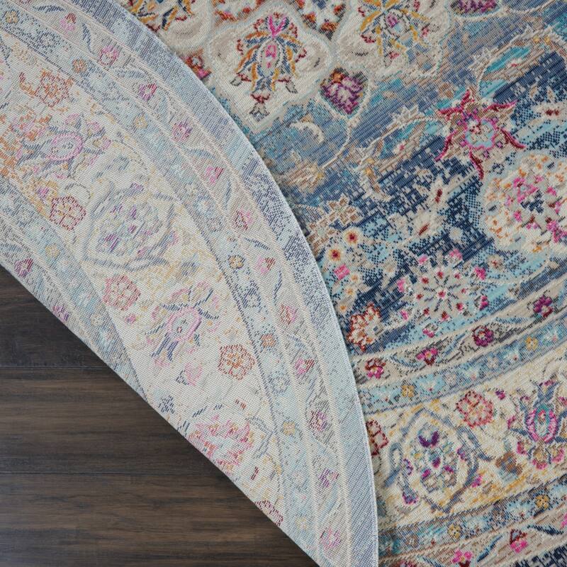 HomeRootsFloral Transitional Round Area Rug - 72' X '72' X '0.5