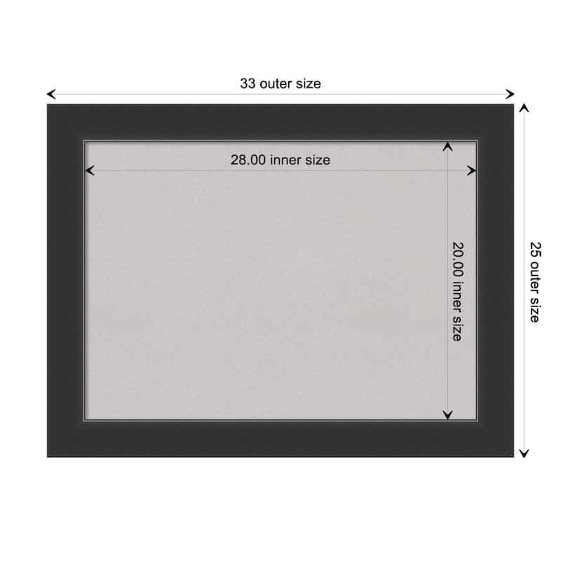 Corvino Wood Framed Grey Corkboard Bulletin Board - Board Size 28x20 - Corvino Black